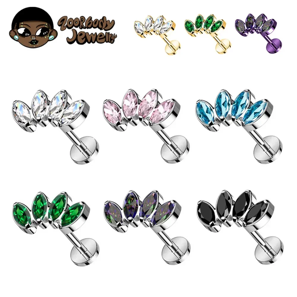Zoor Body Jewelry - ASTM F136 Titanio Marquise Lotus CZ