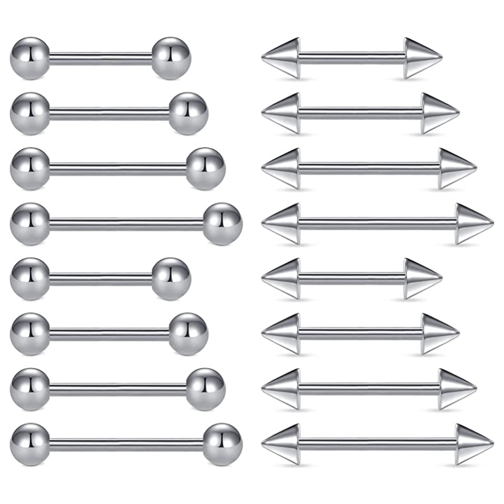 Tongue Barbell Straight - 16 pezzi 14G Anelli per capezzoli