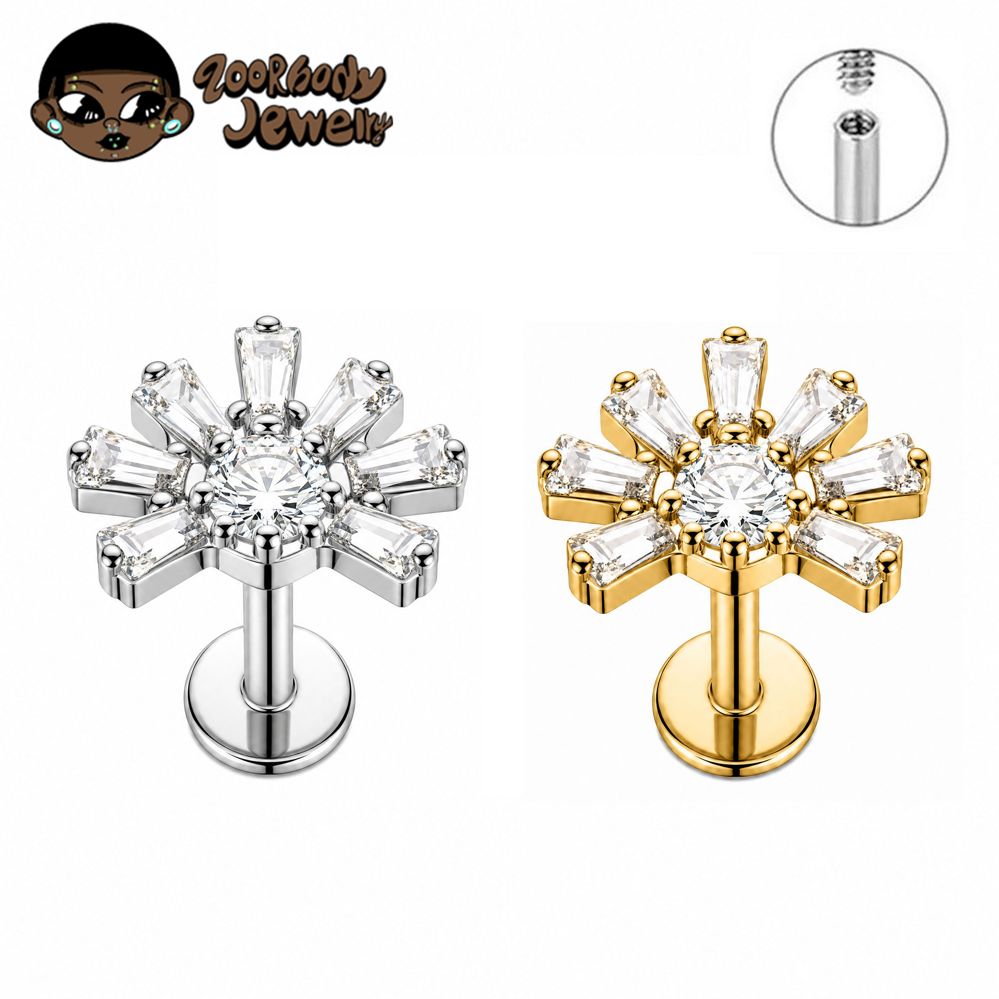 Zoor Body Jewelry - ZOOR Orecchino a griffa quadrato in