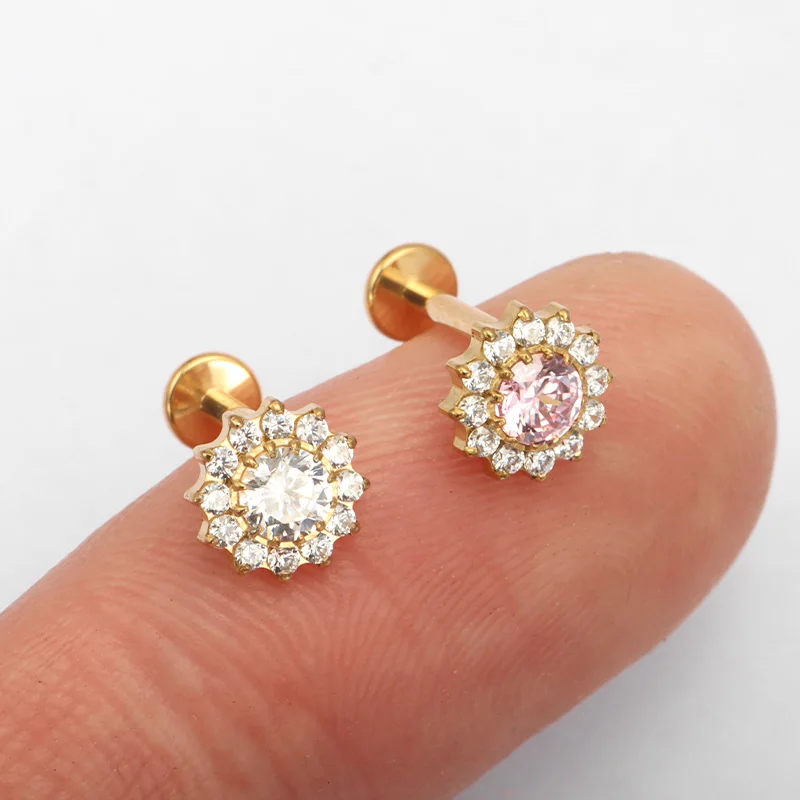 Zoor Body Jewelry - ZOOR F136 Titanio Pavimenta Fiore Trasparente