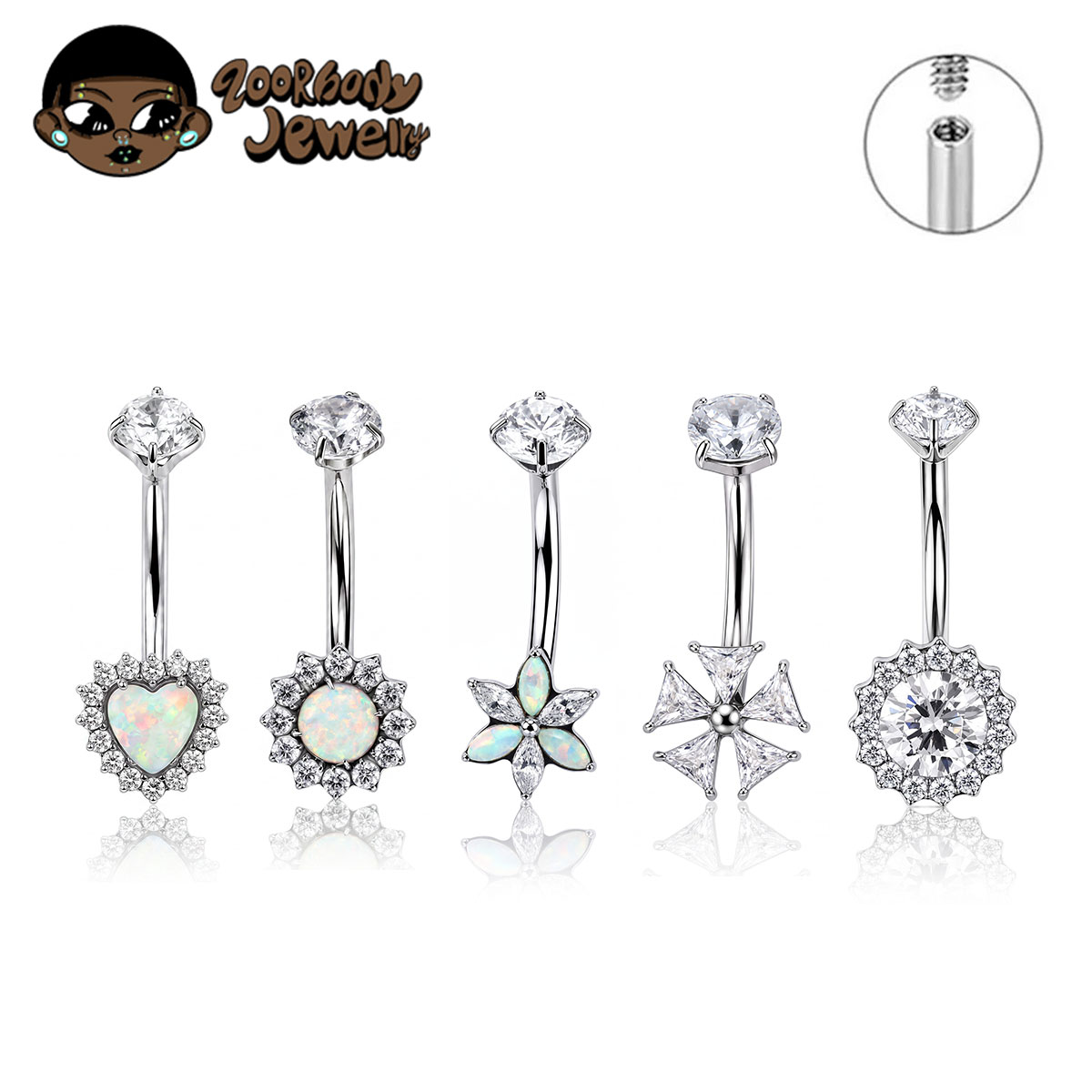 Zoor Body Jewelry - ZOOR Anello per ombelico in titanio
