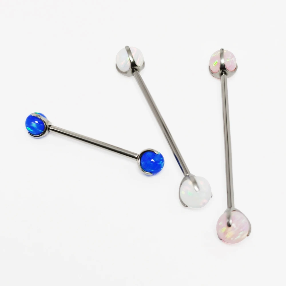Tongue Barbell Straight - G23 Titanio opale Bilanciere Palline Anello