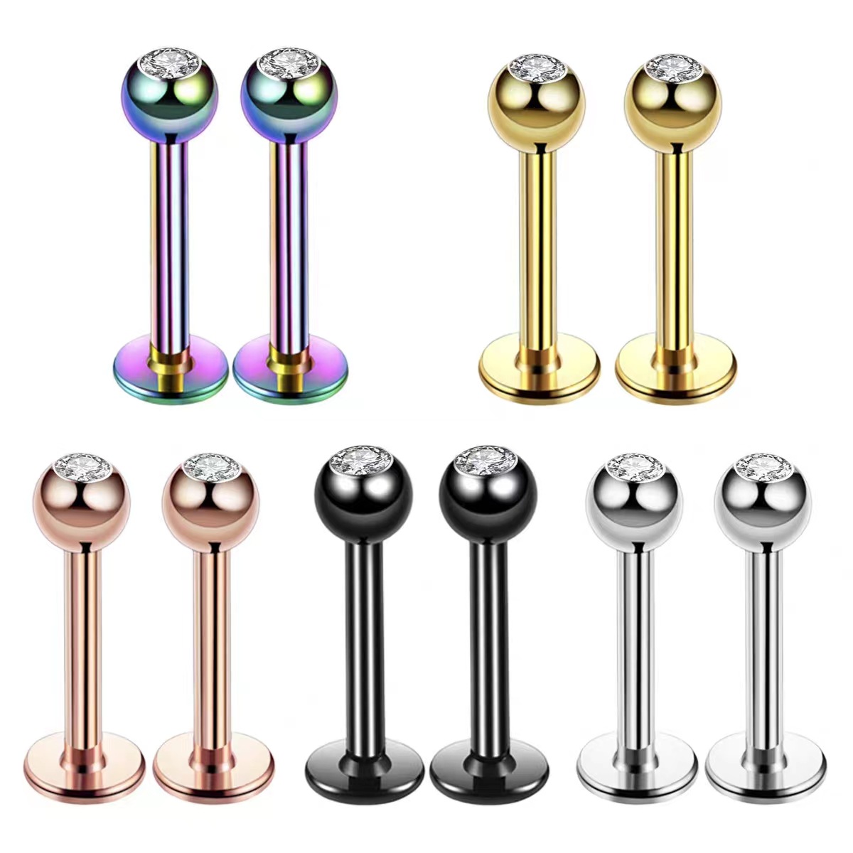 Body Jewelry And Earrings - Piercing Labret/Tragus/Orecchio in Acciaio Chirurgico 16G
