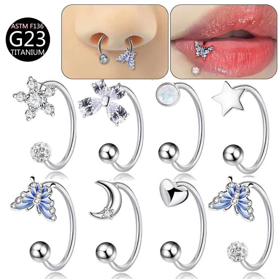 Body Jewelry And Earrings - Anello per labbra a farfalla in