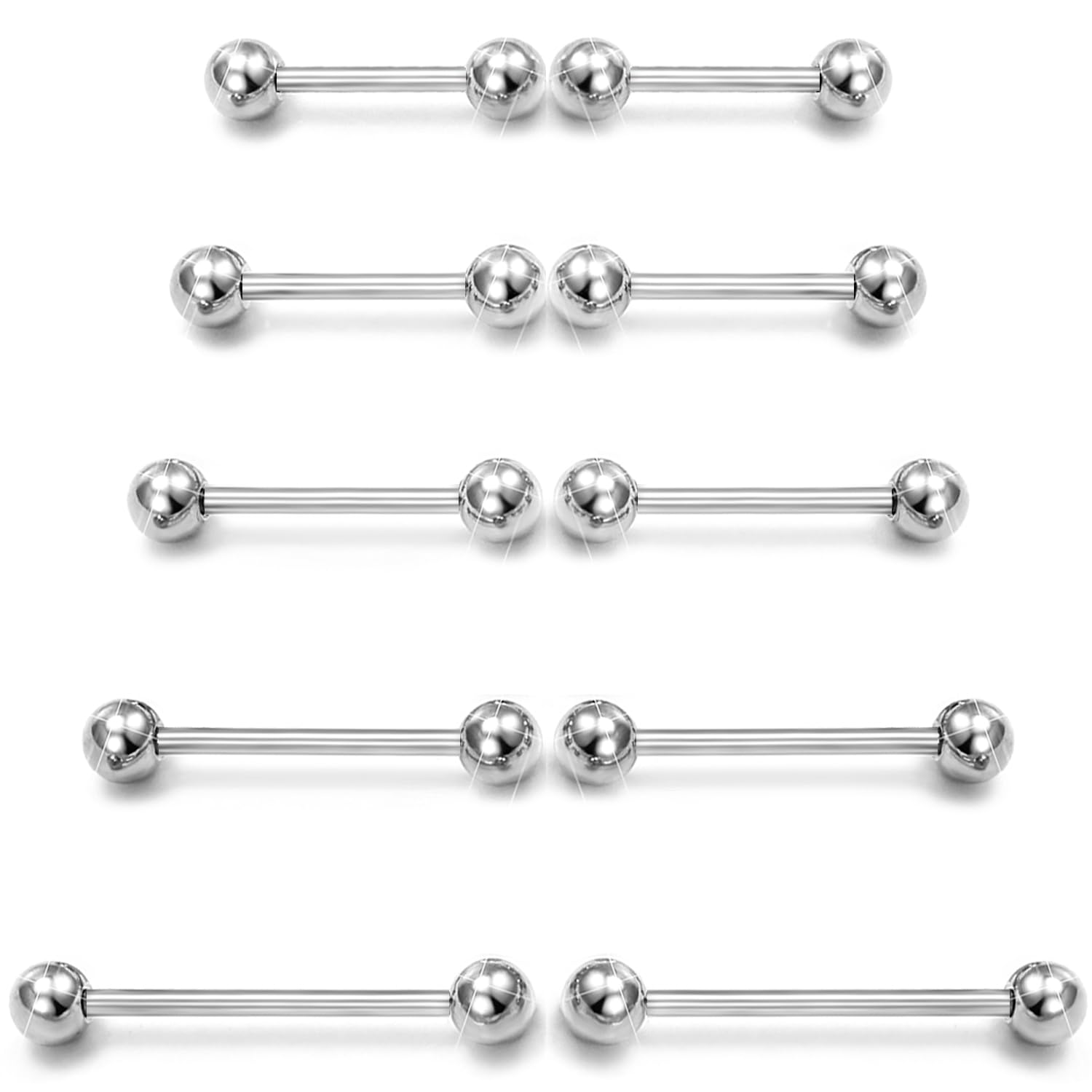 10 pz 14G Acciaio Chirurgico D - Tongue Barbell Straight recensione e prezzo