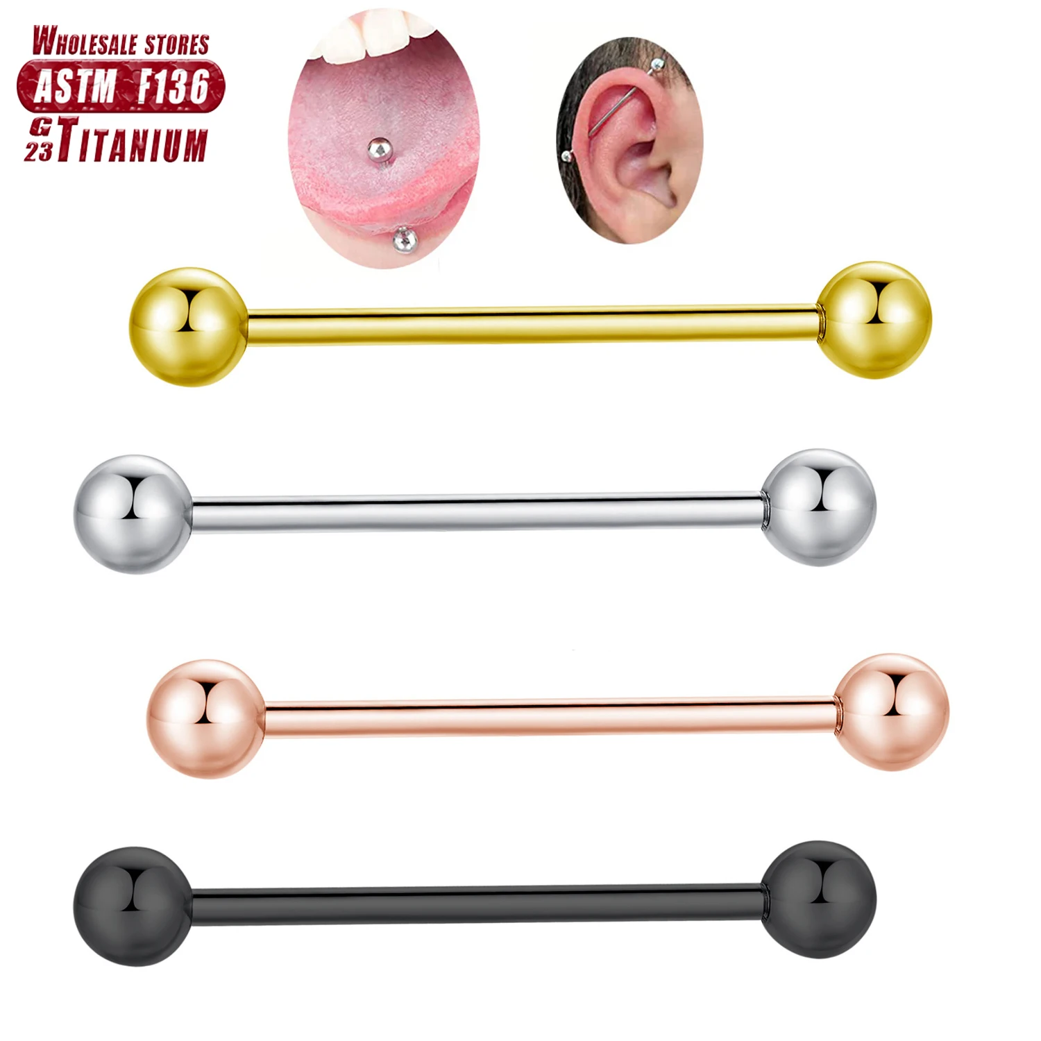 ASTM F136 Titanium Industrial  - Tongue Barbell Straight recensione e prezzo