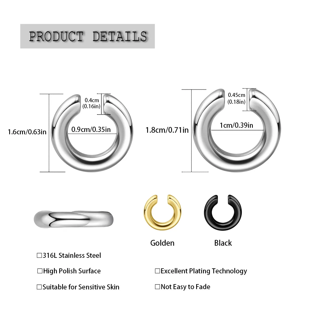 1 pz Anello da naso a C esager - Body Jewelry And Earrings recensione e prezzo