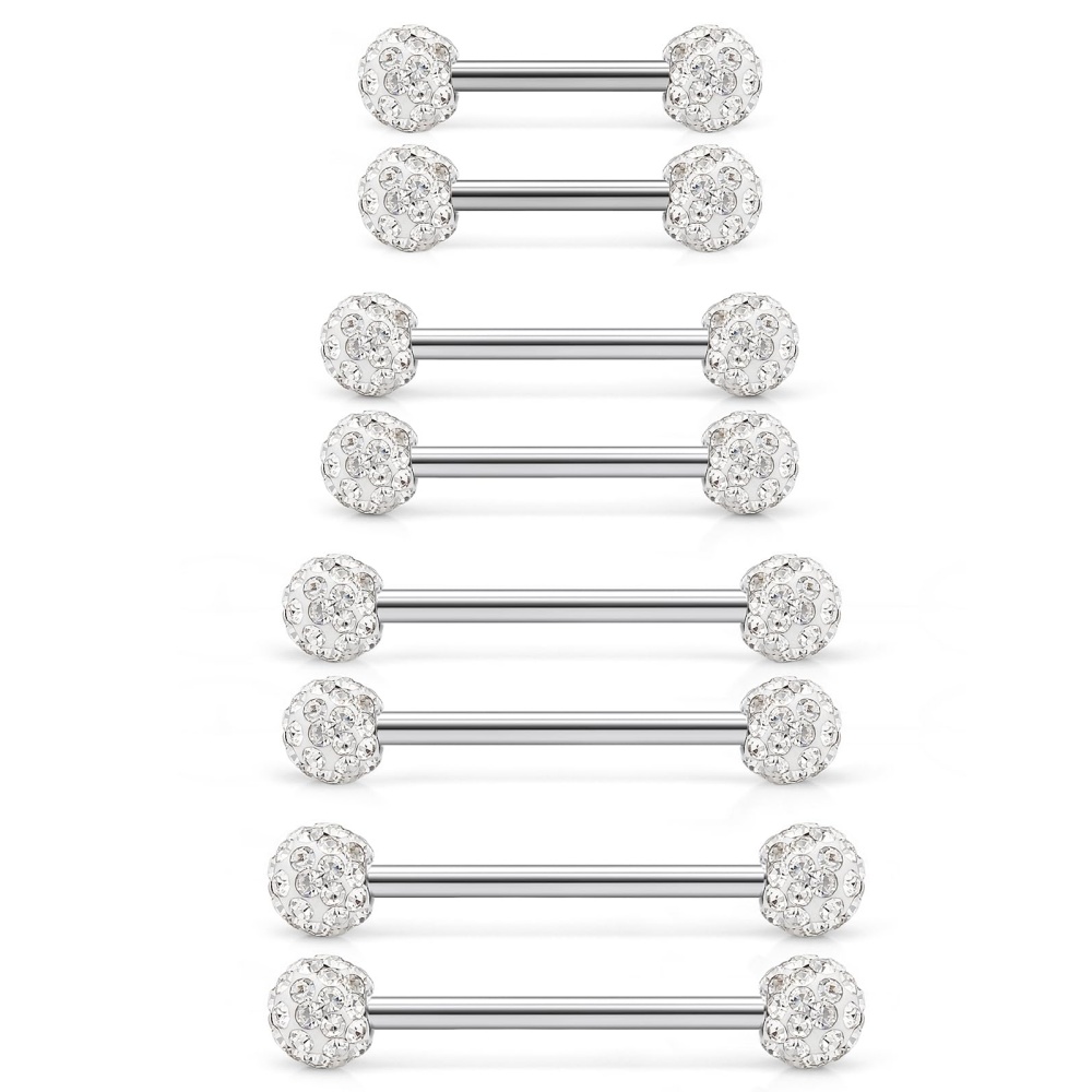 8 Pcs 14G CZ Paved Ball Langua - Tongue Barbell Straight recensione e prezzo