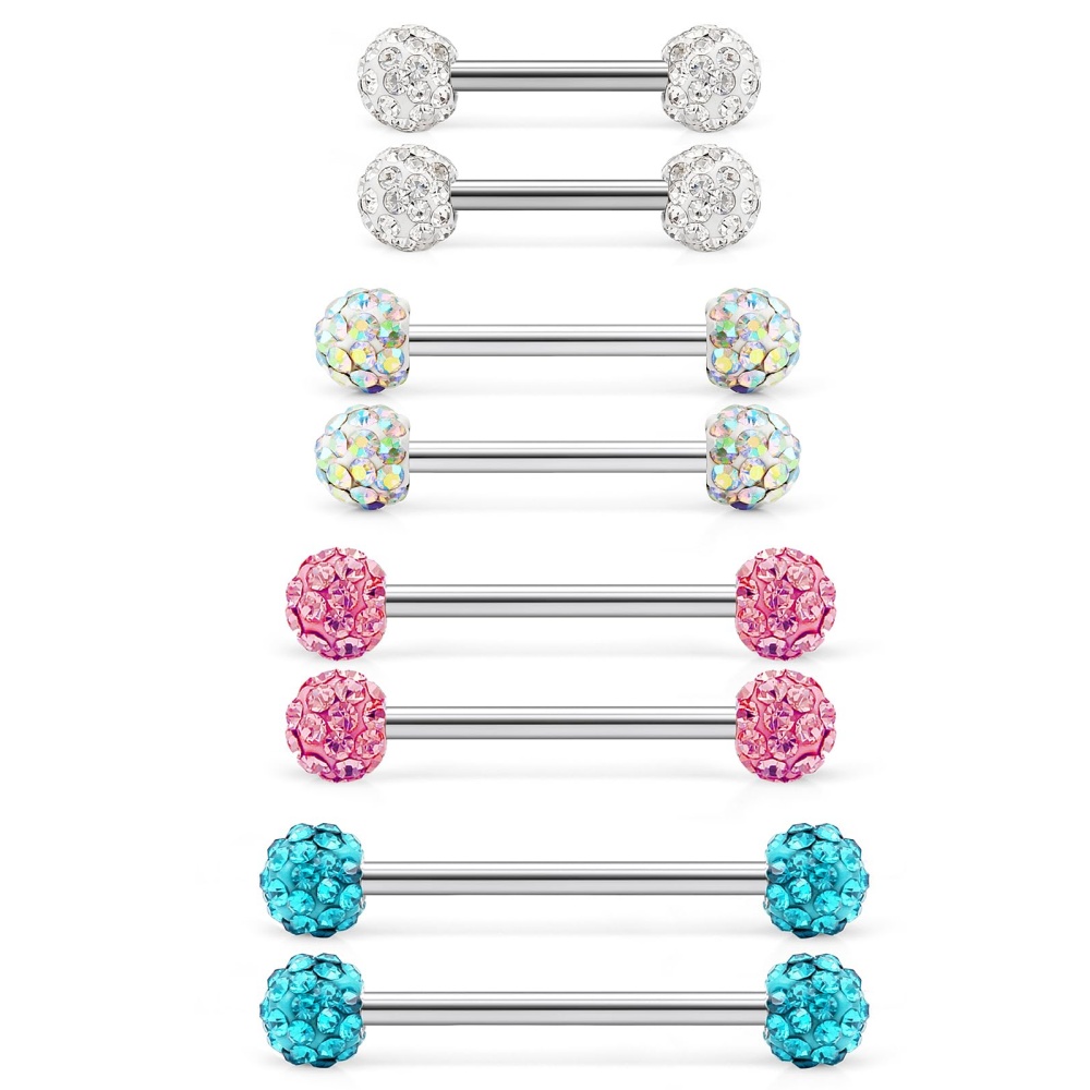 8 Pcs 14G CZ Paved Ball Langua - Tongue Barbell Straight recensione e prezzo