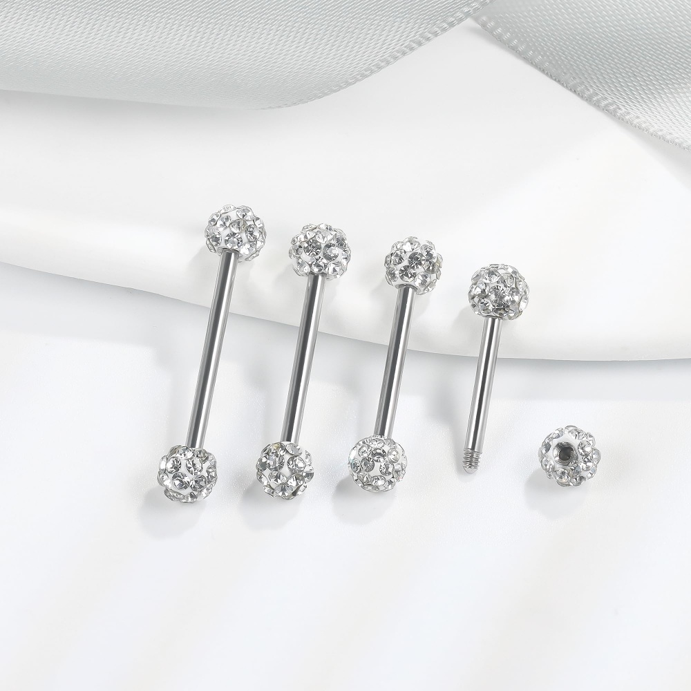 8 Pcs 14G CZ Paved Ball Langua - Tongue Barbell Straight recensione e prezzo